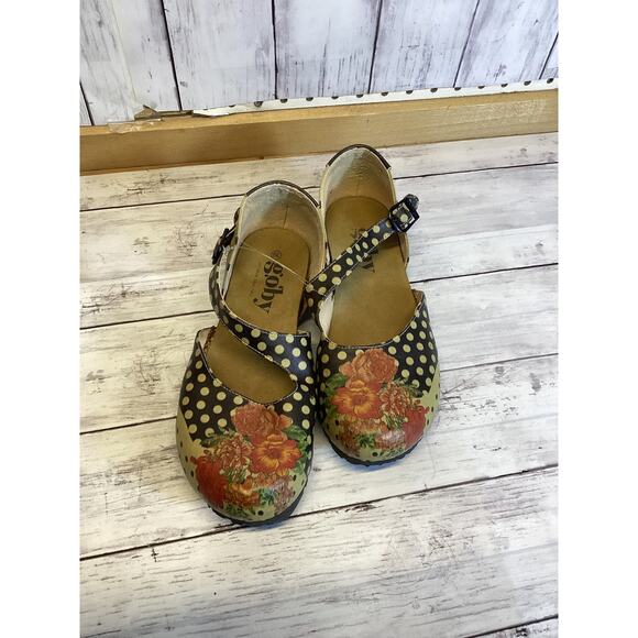 Goby Calceo Vegan Leather Mary Jane Flats Floral Polka Dot US 8–8.5 - Picture 1 of 7